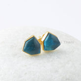 Silver Stud Earrings - London Blue Quartz - 10mm Trillion Hexagon - Gemstone Earrings - Studs Earrings - Gift For Bride - Womens Earring